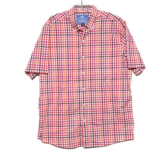 Saddlebred Other - Saddlebred Wrinkle Free Button Shirt Mens L Plaid Checks Red Pink Preppy Casual
